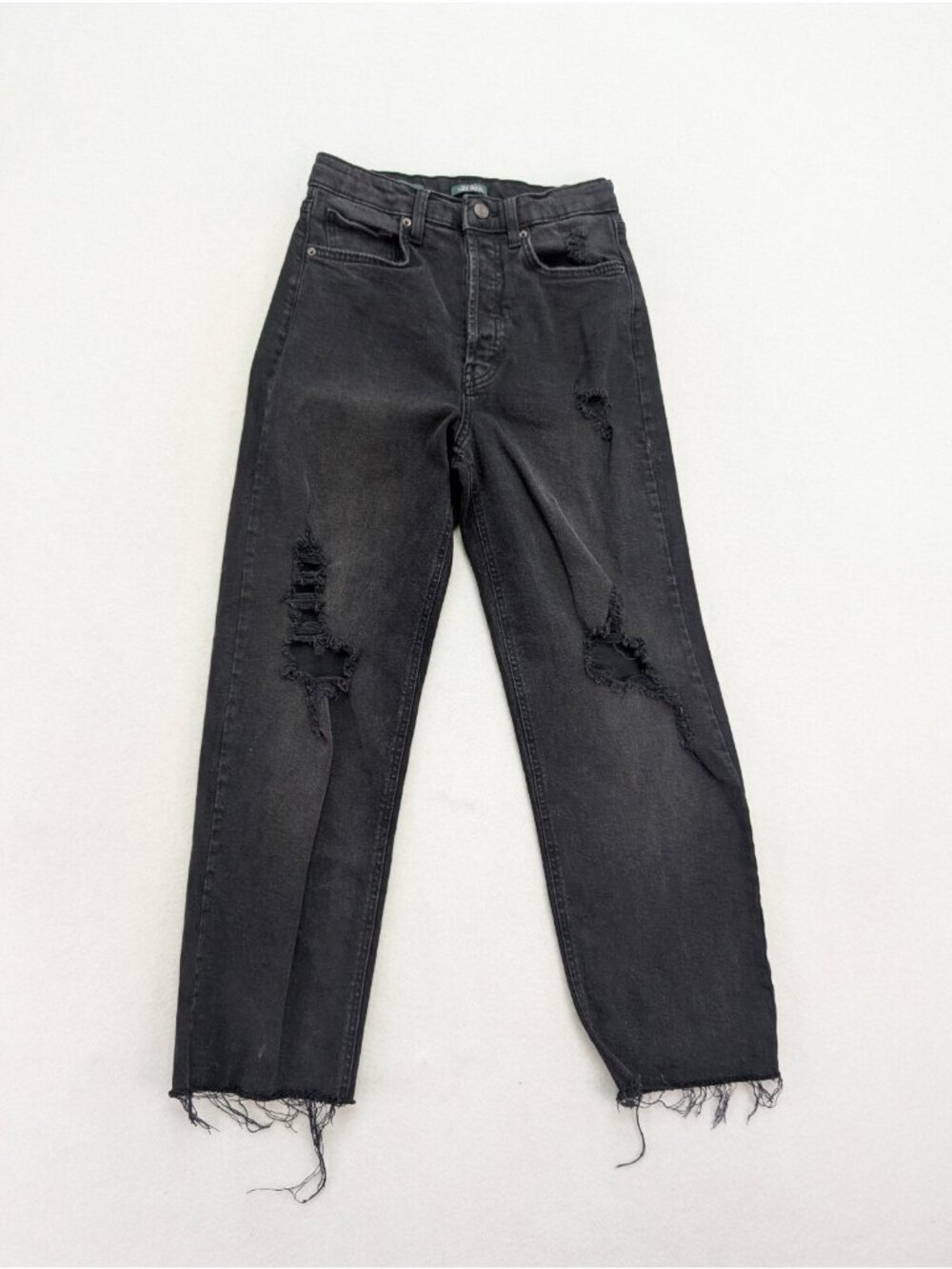 Wild Fable Women's Jeans Size 4 Highest Rise Straight Gray Black Distressed